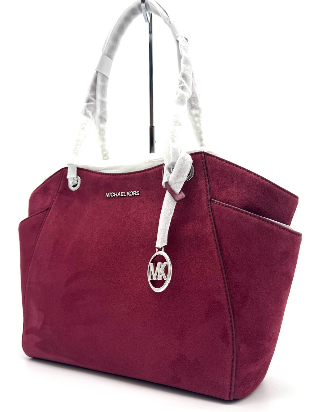 Michael Kors Jet Set Large Signature Logo Shoulder Bag - Maroon